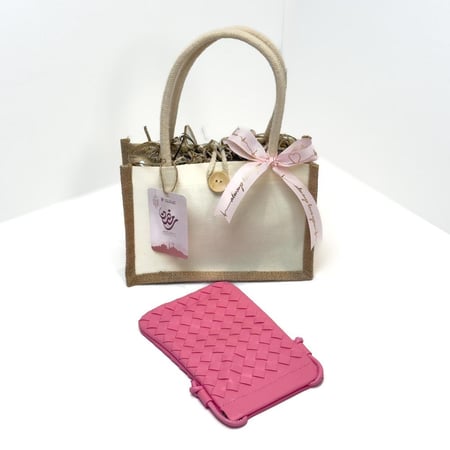 هدية فاخرة حقيبة جوال كروس من الجلد الفاخر وردي