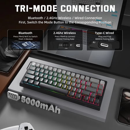 كيبورد - ATTACK SHARK X68PRO HE Wireless Rapid Trigger Keyboard Magnetic Switch