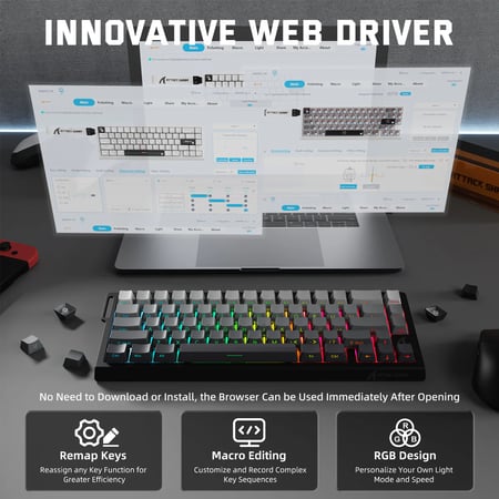 كيبورد - ATTACK SHARK X68PRO HE Wireless Rapid Trigger Keyboard Magnetic Switch