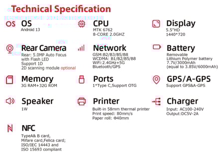 جهاز كاشير وفواتير متنقل TA-40