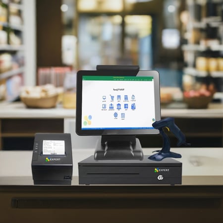 كاشير شاشة لمس  كور اي 5  درج  طابعة  قارئ باركود مع البرنامج