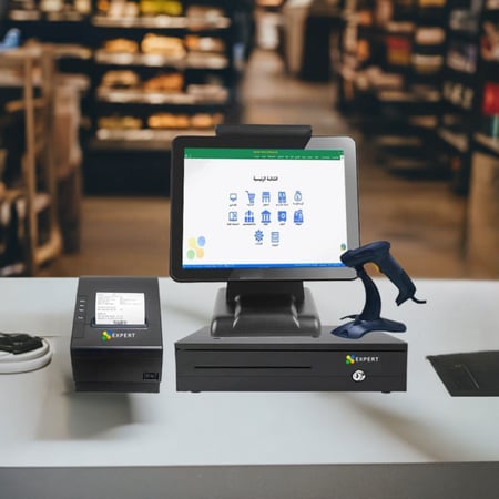 كاشير شاشة لمس  كور اي 5  درج  طابعة  قارئ باركود مع البرنامج