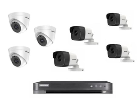 عدد 7 كاميرا 8 ميجـا HIKVISION داخلية أو خارجية حسب إختيارك + جهاز تسجيل 8 قنوات يدعم حتي 8 ميجا