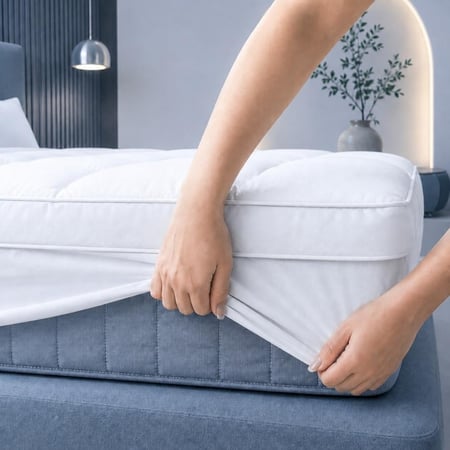 بكج العيد مقاس نفرين - مفرش + لباد 20سم + 2 مخدة + 2 واقي مخدة + واقي مرتبة + 2 منشفة