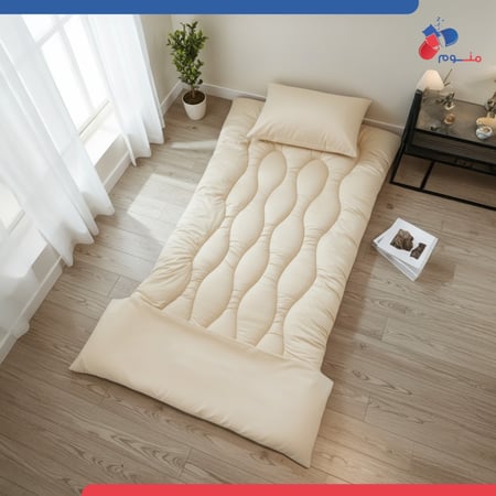 بكج الضيوف والرحلات - طراحة + بطانية  + مخدة - لون اوف وايت