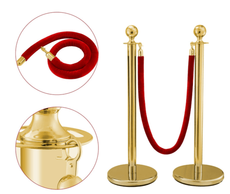 طقم حواجز تنظيم ذهبي ( 2 عمود مع حبل )