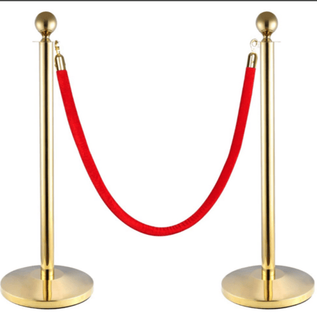 طقم حواجز تنظيم ذهبي ( 2 عمود مع حبل )