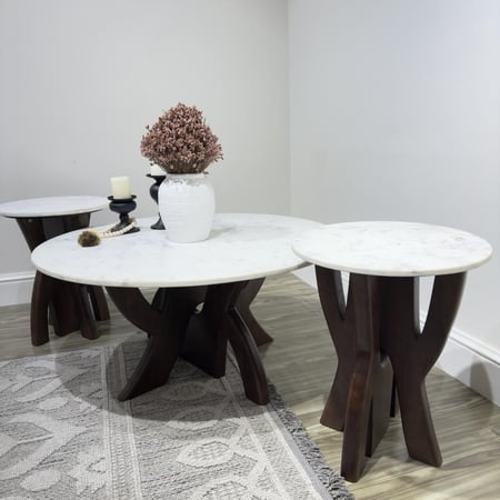 طقم طاولة قهوة مع +2 طاولة جانبية