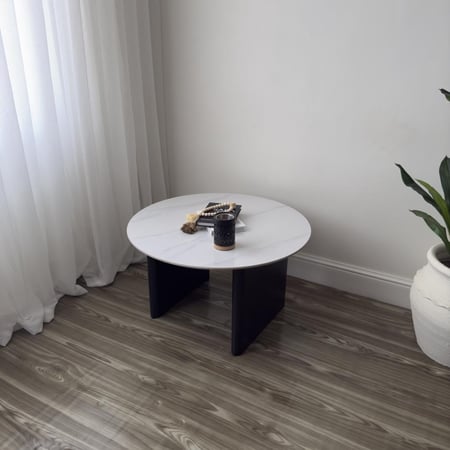 طاولة قهوة رخام قاعدة حديد