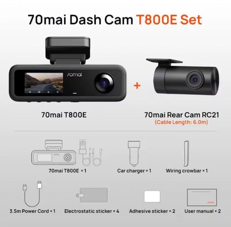 داش كام شاومي T800E امامية بدقة 4K وداخلية وخلفية بدقة HD