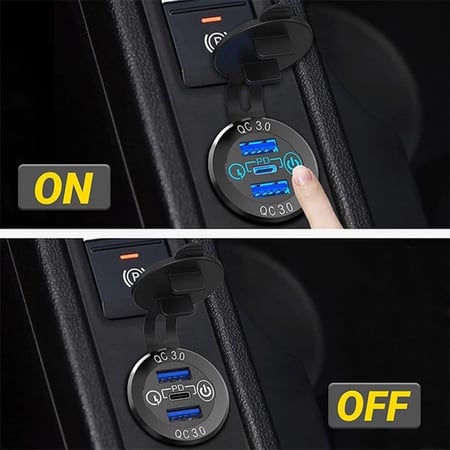 منافذ USB + PD مدور شحن سريع مع فاصل لمس