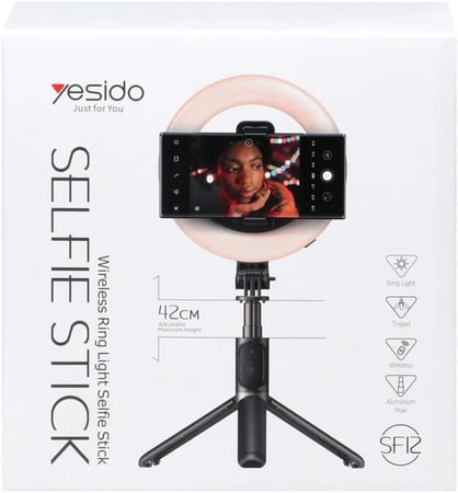 يسيدو ستاند تصوير وعصا سيلفي لاسلكي مع رينق لايت SF12