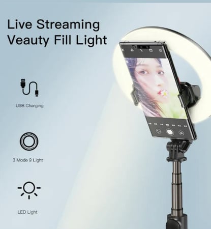 يسيدو ستاند تصوير وعصا سيلفي لاسلكي مع رينق لايت SF12