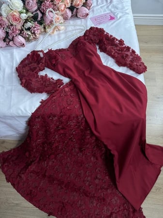 فستان سهرة راقي ورود /Mair Fashion