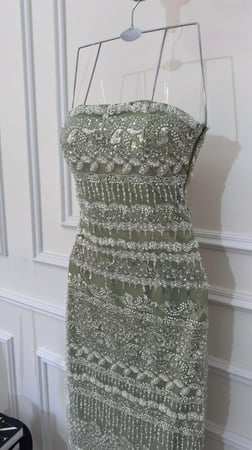 فستان سهرة تل تطريز خرز قطعتين /Mair Fashion