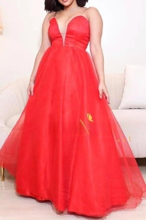 فستان أحمر تفته لمعه علي جزار /Mair Fashion