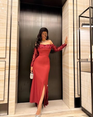 فستان سهرة راقي ورود /Mair Fashion