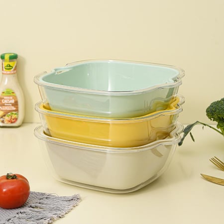 Factory direct drain basket eight-piece multi-functional kitchen plastic double-layer household basket wash basket large drain basket