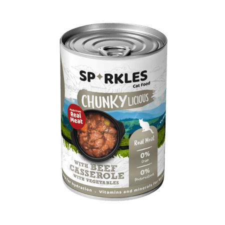 سباركليز | طعام رطب للقطط قطع لحم حقيقية طاجن لحم مع الخضراوات