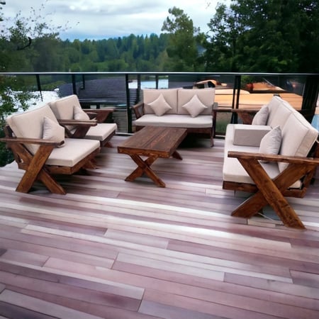 طقم كراسي خارجية خشب موديل اكس