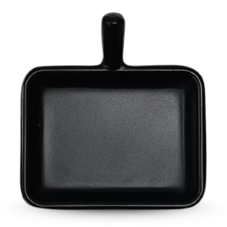 طبق تقديم ميلامين اسود بمقبض صغير