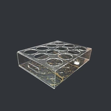 حامل قوارير اكريلك مذهب 12 خانة