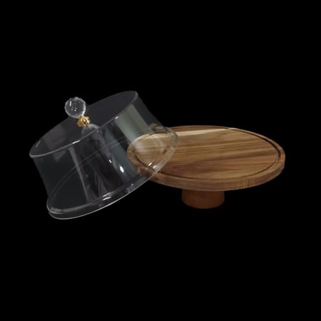 صينية كيك خشبية دائرية بقاعدة