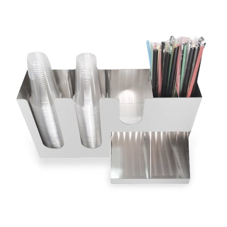 حامل اكواب ومصاصات استيل متعدد الخانات