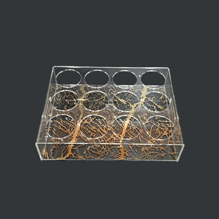 حامل قوارير اكريلك مذهب 12 خانة