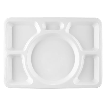 طبق ميلامين مقسم ابيض لمعة 28*38 سم