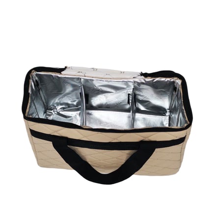 سلة ترامس جلد 3 خانات بيج