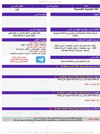 اثراءات مادة لغة أنجليزية تخصصية ثاني ثانوي مسارات الفصل الدراسي الأول