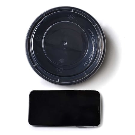 مجموعة (50) علبة مايكرويف فاخرة للأطعمة والحلويات سوداء بغطاء شفاف