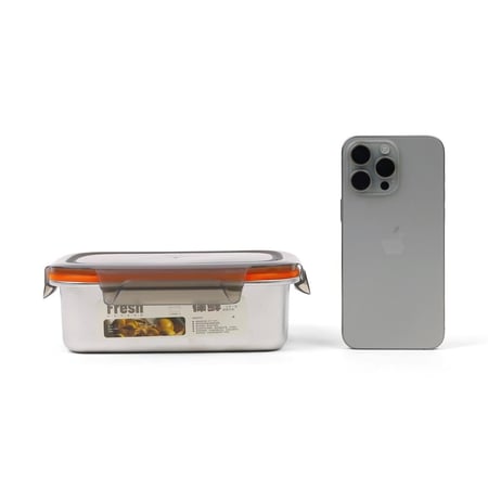 حافظة طعام ستانلس ستيل مع غطاء لون رمادي -850 مل