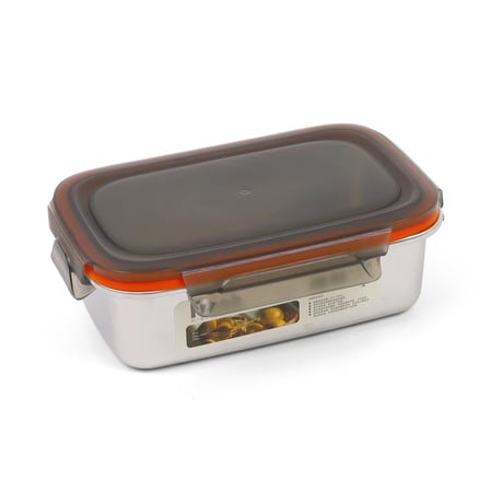 حافظة طعام ستانلس ستيل مع غطاء لون رمادي -850 مل