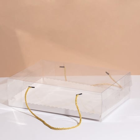 علب ورقية مستطيلة بغطاء شفاف - (6) حبة| 35*26*10 سم