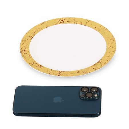 صحن بلاستيك أبيض بأطراف ذهبية رخامية -صفقات