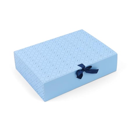 مجموعة(12)علبة ورقية بنمط هندسي وشريطة - لون أزرق | 40*30*10 سم