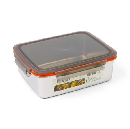 حافظة طعام ستانلس ستيل مع غطاء لون رمادي -2.5 لتر