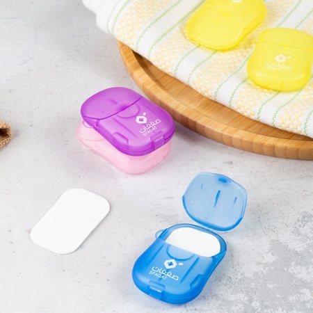 20 شريحة صابون ورقي داخل بوكس متعدد الألوان