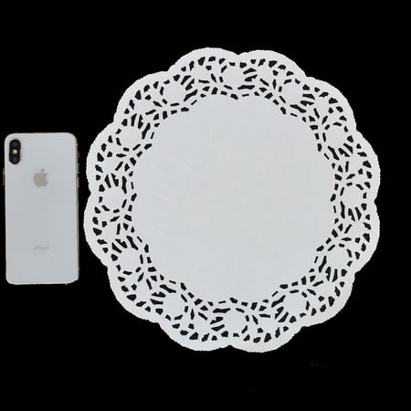 مجموعة ( 50 ) ورق دنتيل ابيض بشكل دائرى