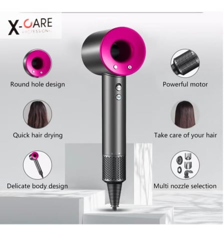 مجفف الشعر الأيوني الإحترافي   X CARE  اكس كير بقوة 1600 واط وسريع التجفيف مع تحكم حراري