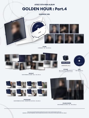PRE-ORDER) ATEEZ - [GOLDEN HOUR : PART.4] 13th Mini Album DIGIPACK RANDOM Version
