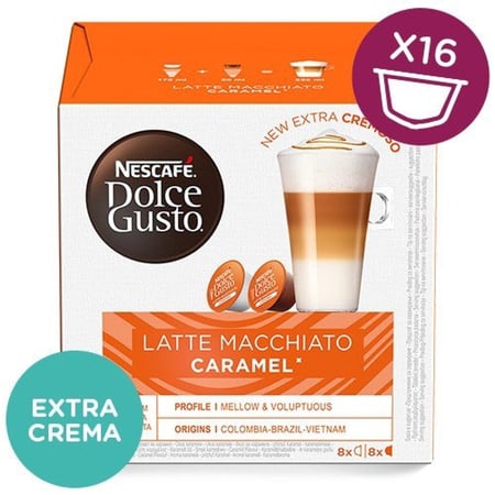كبسولات قهوة لاتيه مكياتو كراميل دولتشي غوستو نسكافيه 145.6ج*16كبسوله   Nescafe Dolce Gusto Caramel Latte Macchiato Coffee Capsules