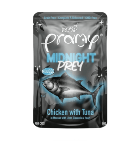 برامي ميدنايت براي طعام رطب للقطط بموس التونة و الدجاج 80غ