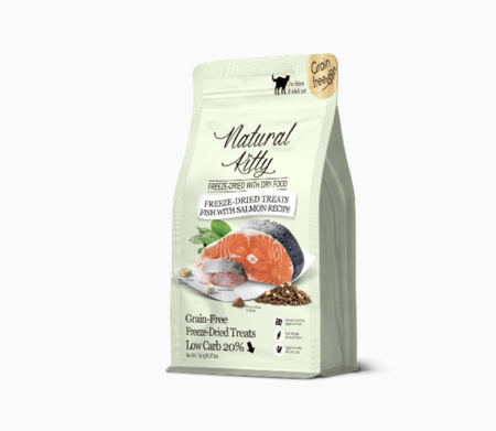 ناتشورال كيتي طعام جاف خالي من الحبوب مع طعام مجفف بالتجميد نكهة السالمون ١،٨ كيلو