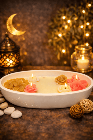 شمعة زينه فاخره بتصمم الورود