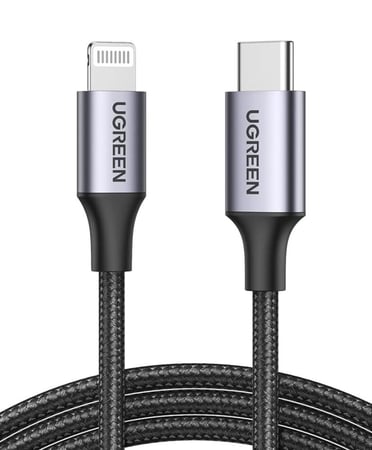 UGREEN تايب سي +لايتنق (20W) (1M) قماش