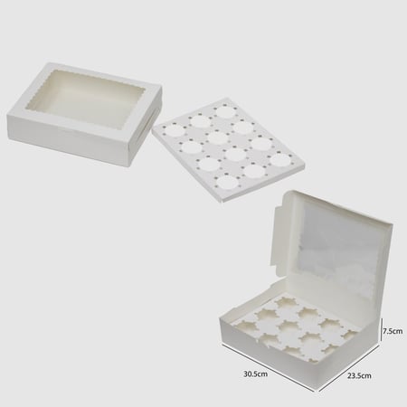 علبة كب كيك ورقية بواجهة شفافة