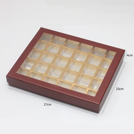 علب شوكولاتة فاخرة 30 قطعة بنافذة شفافة